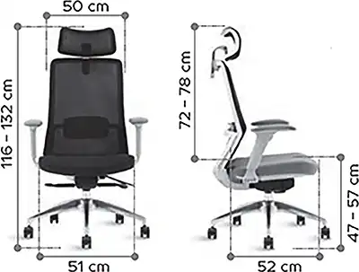 Photo du produit FAUTEUIL POLAR SYNCH CORPS GR/CLAIR, ASS ET DOSS GR, PIEDS NYLON GRIS