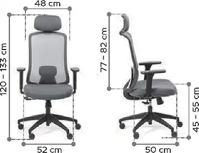Photo du produit FAUTEUIL ERGONOMIQUE AVEC APPUI TETE LANDO GRIS-ROUGE