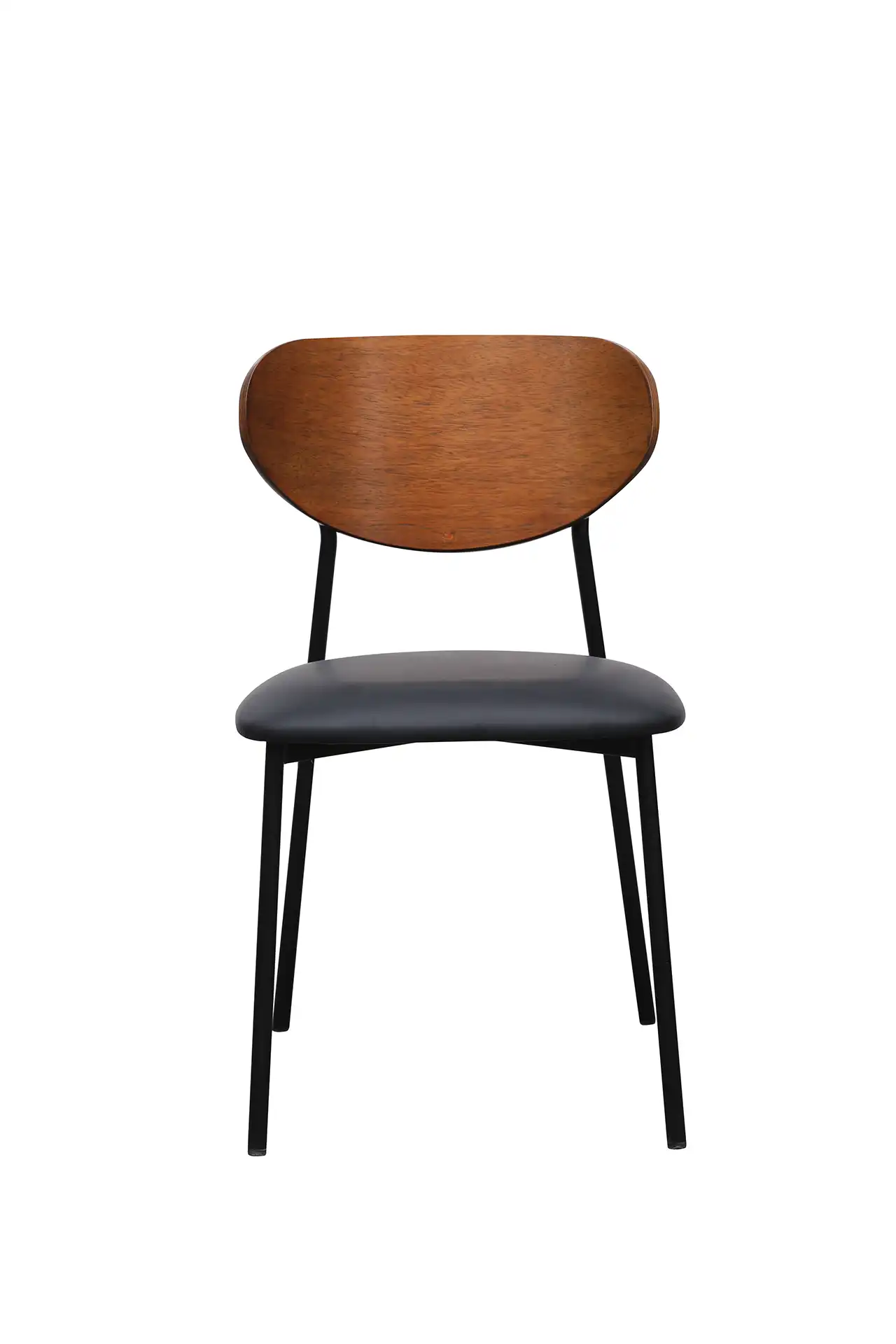 Miniature du produit CHAISE AMIO PU NOIR DOSSIER BOIS NOYER