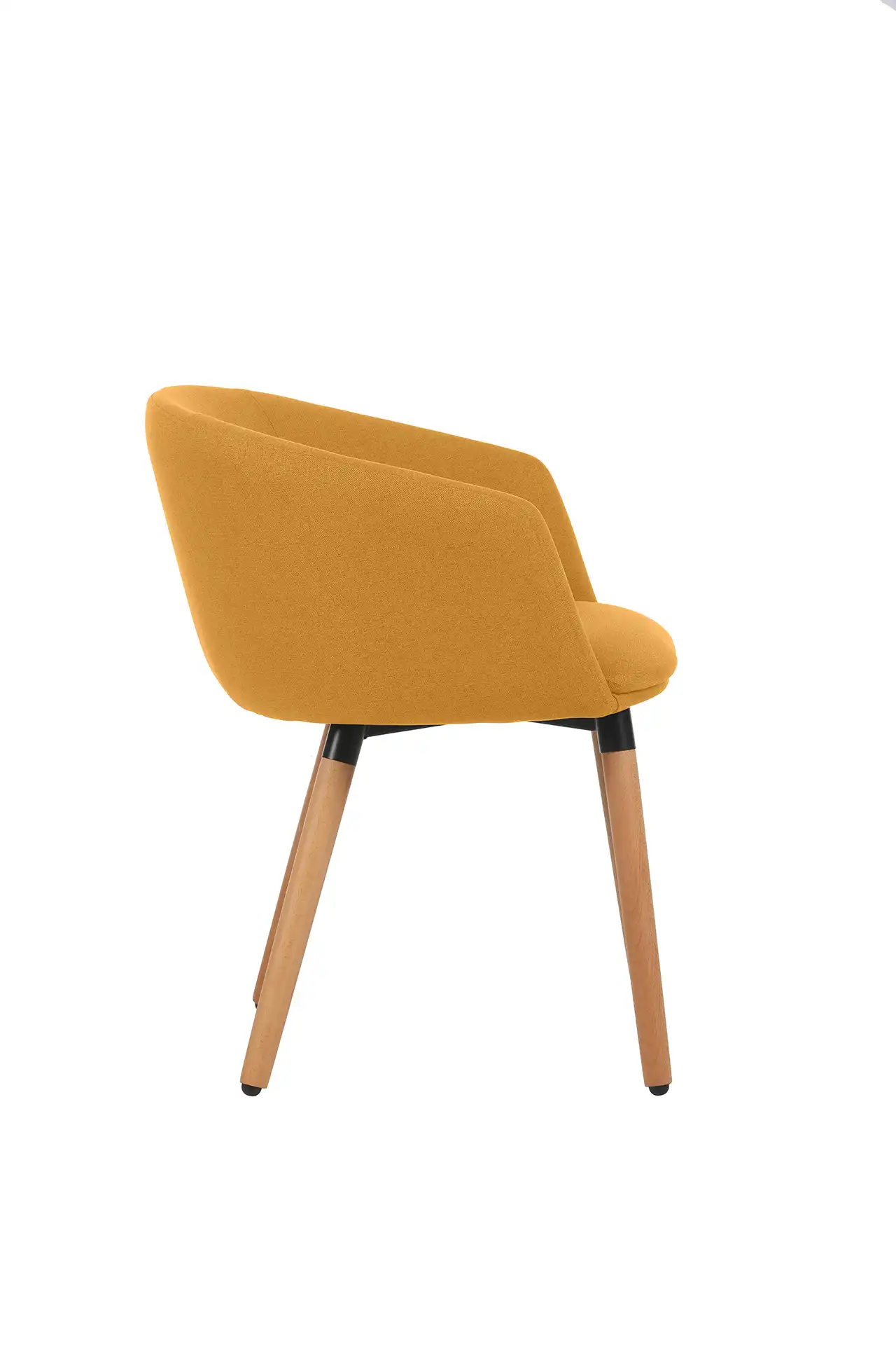 Photo du produit FAUTEUIL TISSU ARCO JAUNE SAFRAN PIEDS BOIS