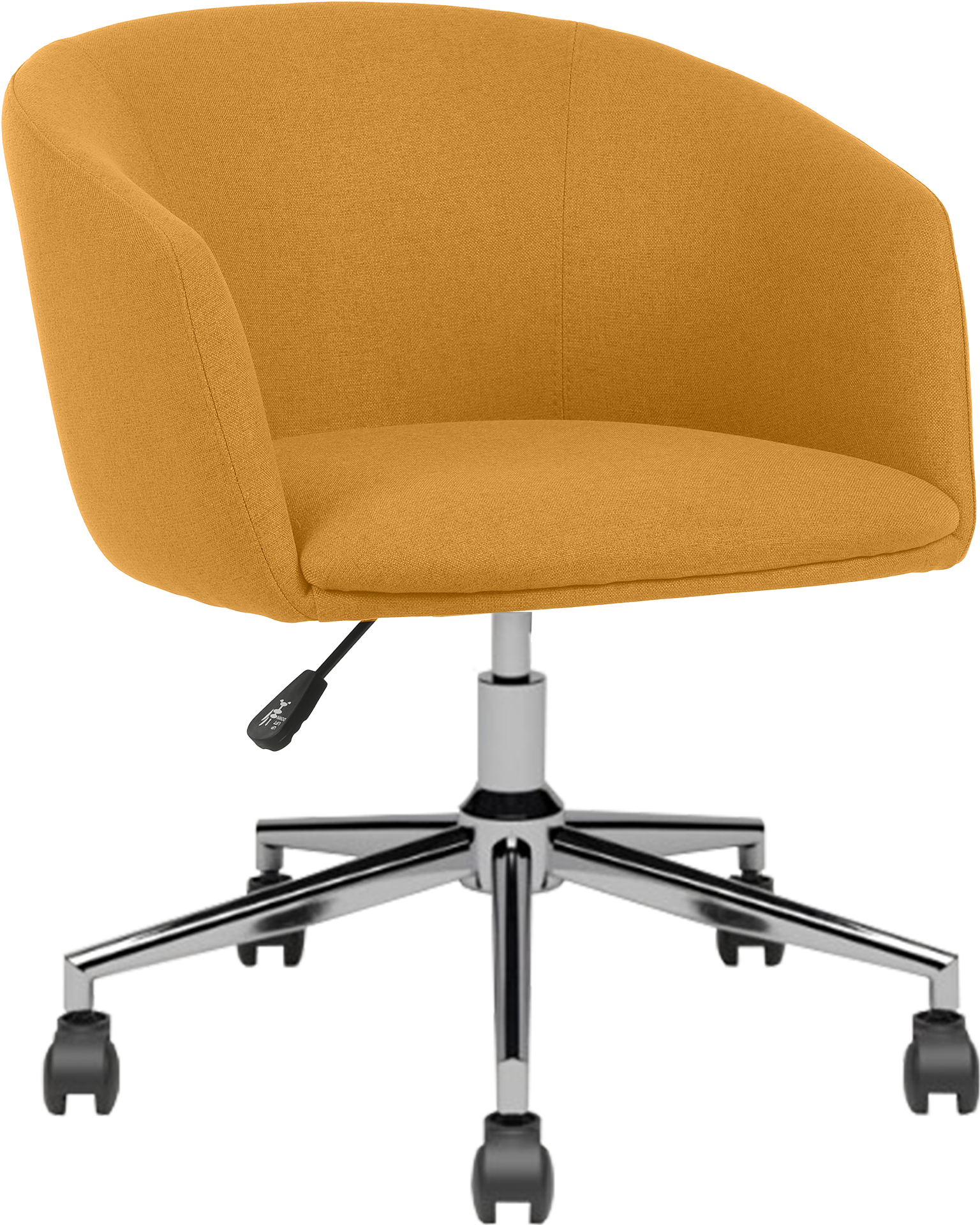 Photo du produit FAUTEUIL TISSU NON FEU ARCO  JAUNE SAFRAN PIED ROULETTE CHROMÉ