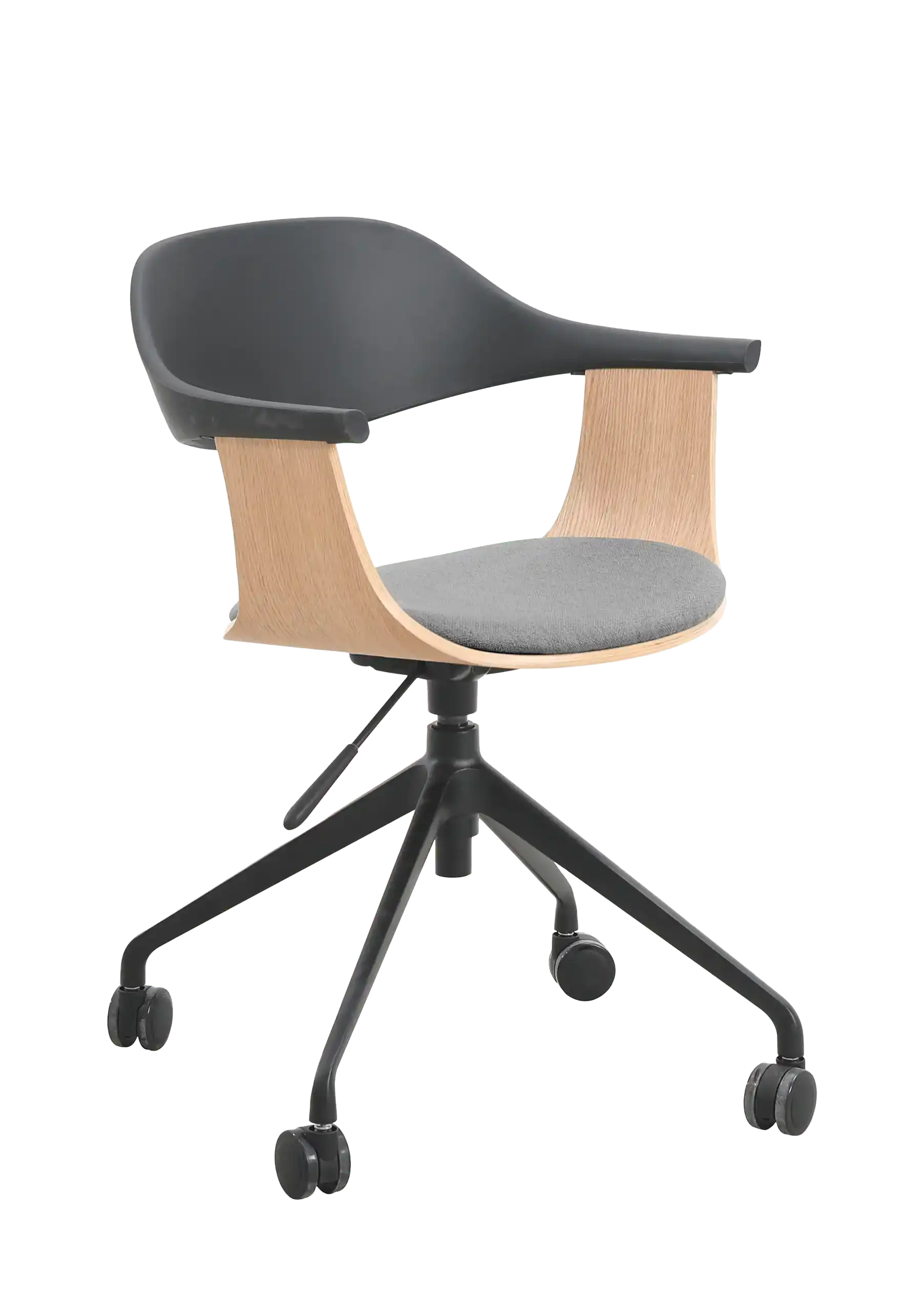 Photo du produit CHAISE BLACKWOOD GRISE PIEDS METAL ROULETTES