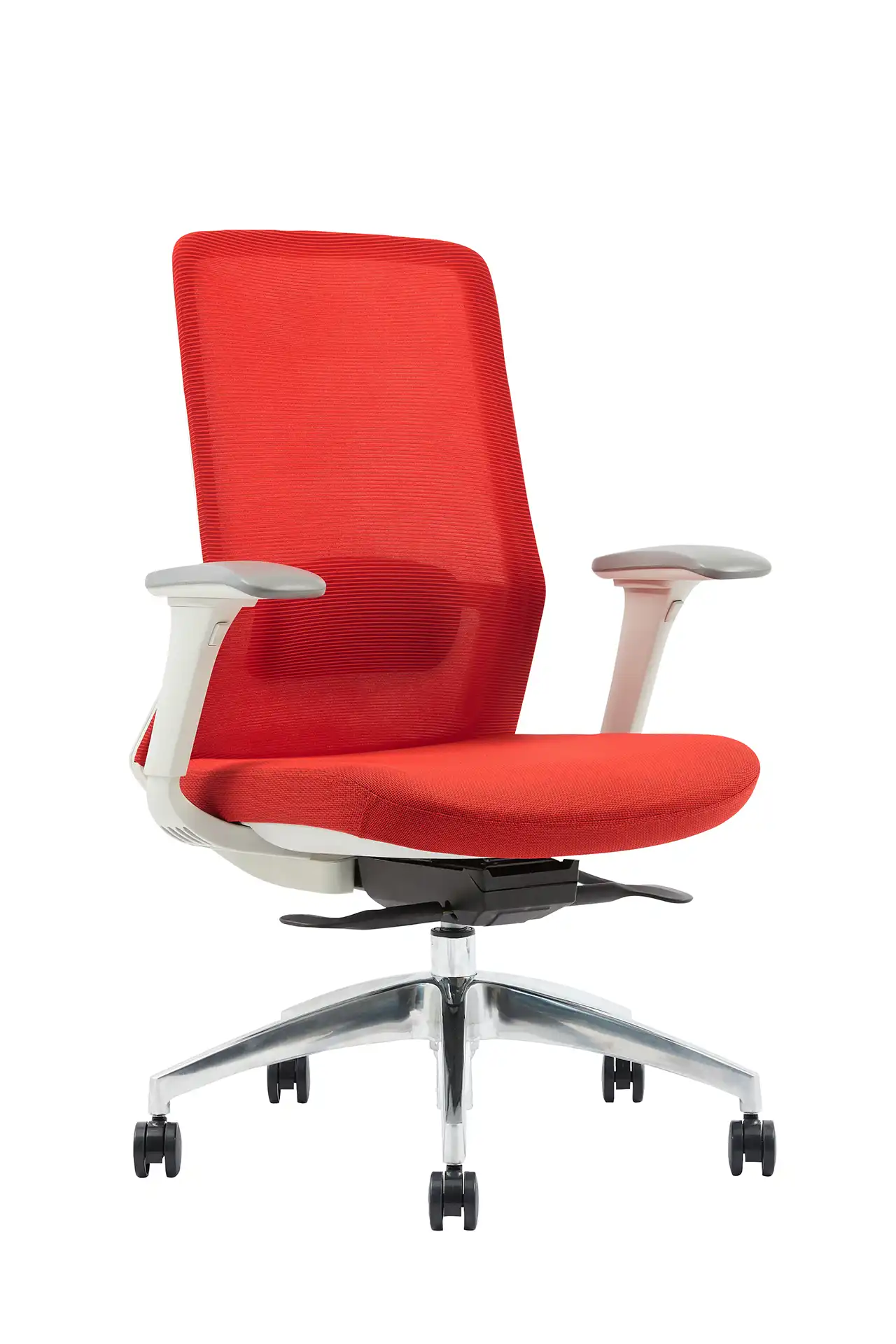 Photo du produit FAUTEUIL POLAR SYNCH CORPS GR/CLAIR, ASS ET DOSS ROUGE, PIEDS ALU