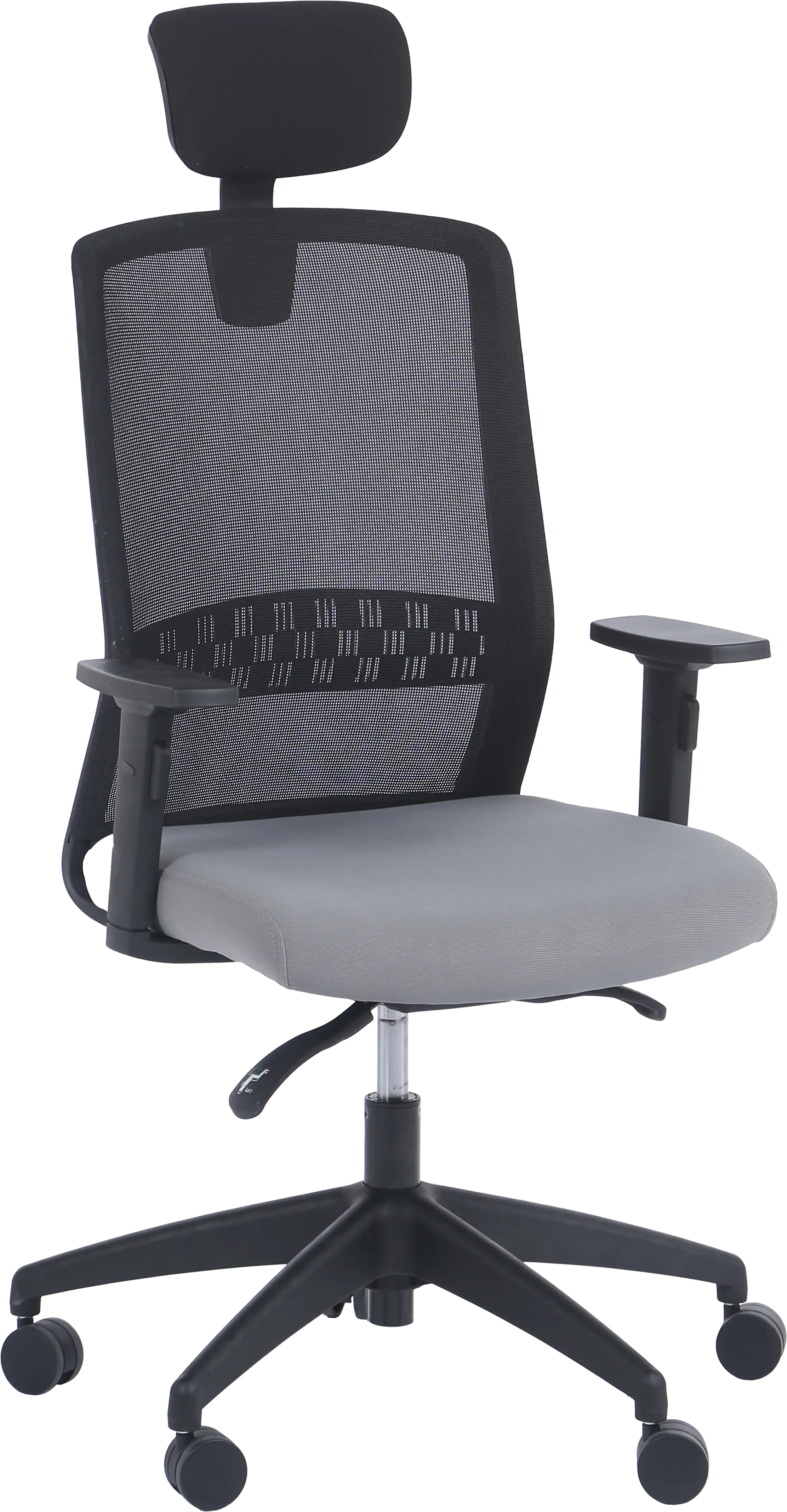 Photo du produit FAUTEUIL SCOTT SYNCHRONE GRIS/NOIR AVEC APPUI-TÊTE