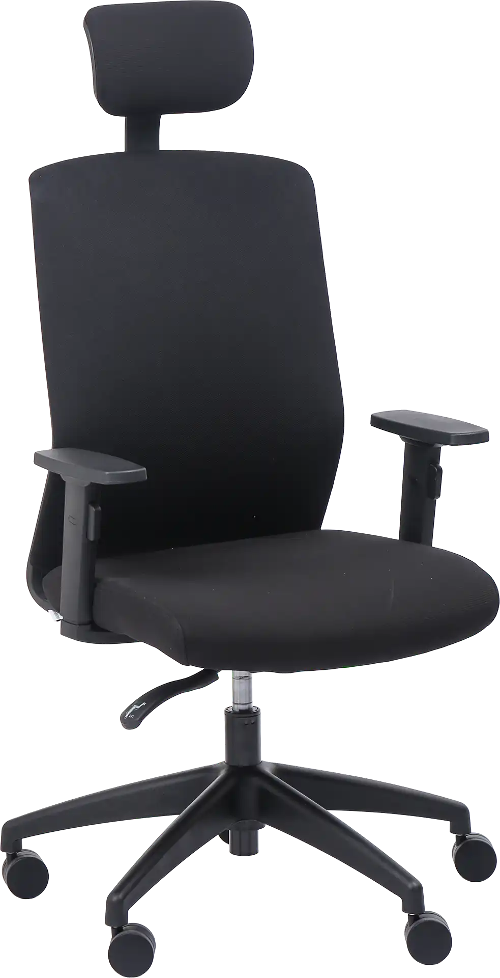 Photo du produit FAUTEUIL SCOTTY SYNCHRONE NOIR/NOIR DOSSIER TISSUS AVEC APPUI-TÊTE