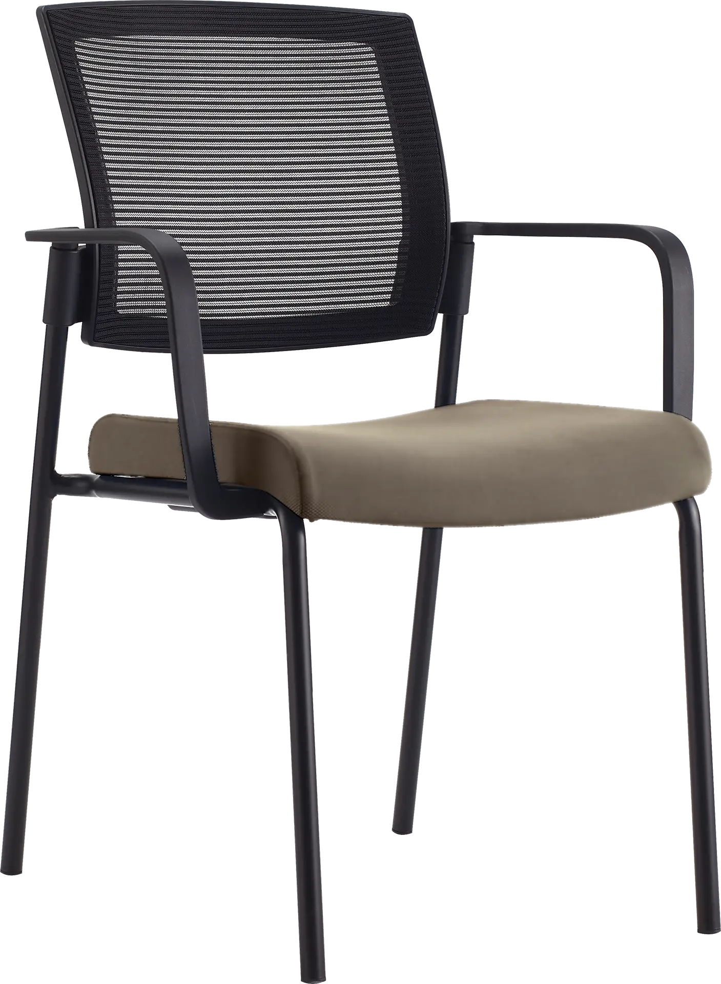 Photo du produit CHAISE SYNERGY DOSSIER MAILLE NOIR ASSISE PU TAUPE