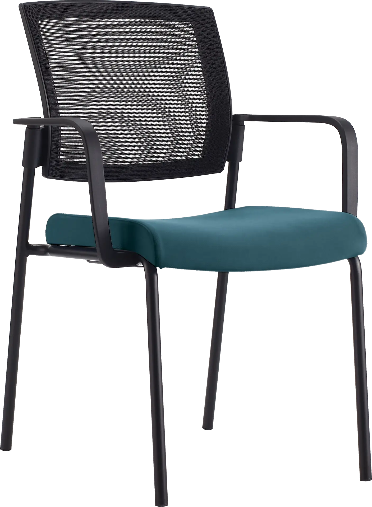 Photo du produit CHAISE SYNERGY DOSSIER MESH NOIR ASSISE PU BLEU SANS ACCOUDOIRS