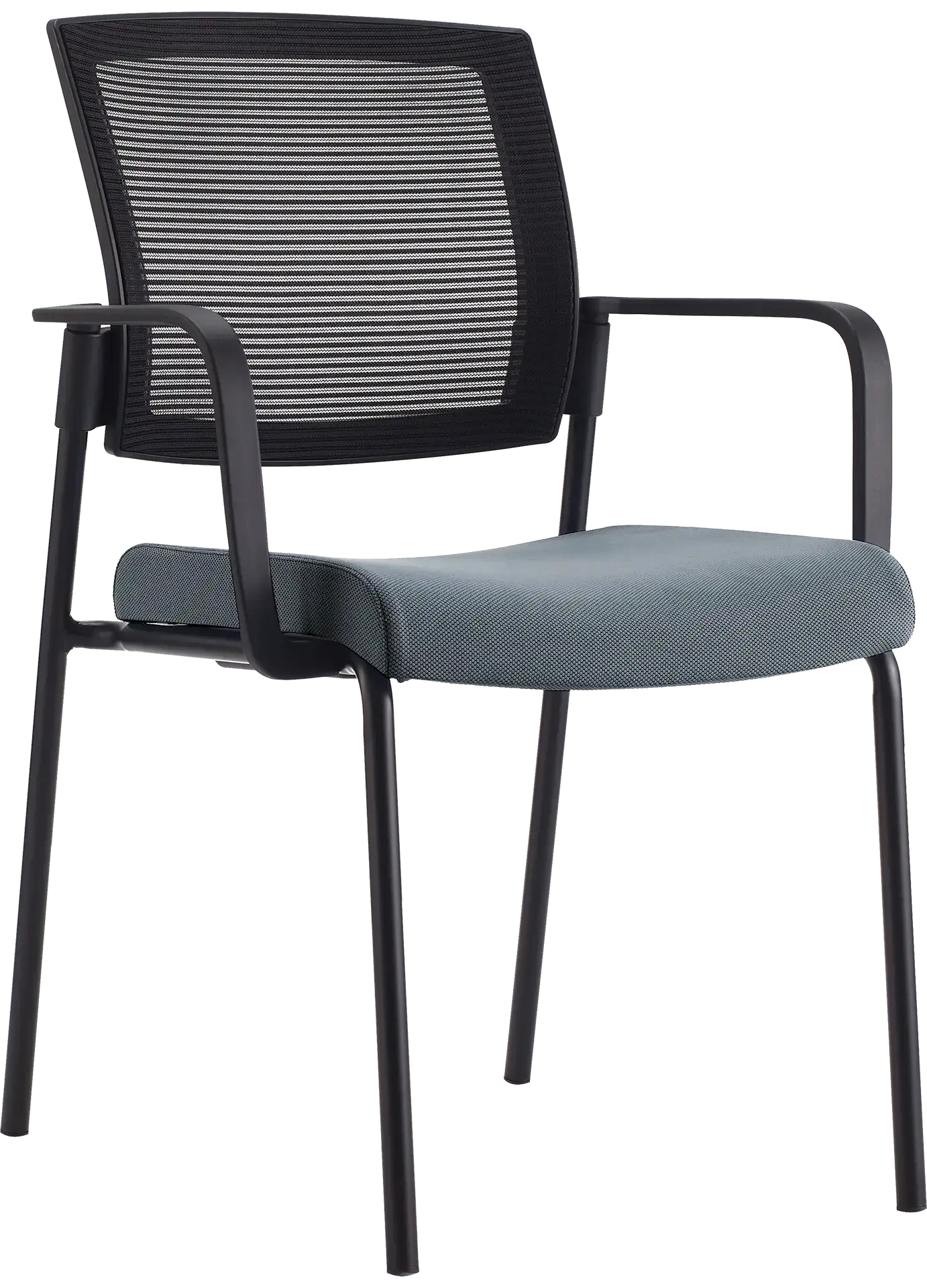 Photo du produit CHAISE SYNERGY DOSSIER MAILLE NOIR ASSISE TISSU GRIS F SANS ACCOUDOIR
