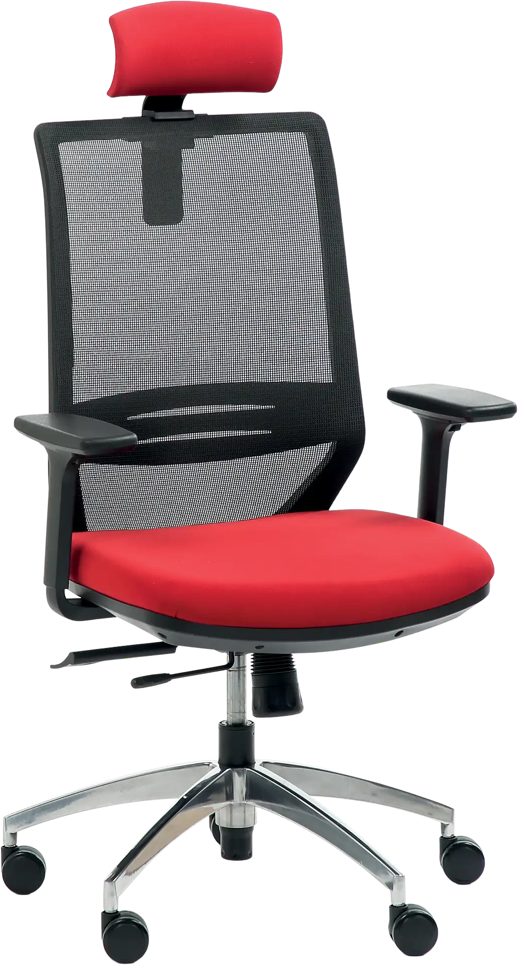 Photo du produit FAUTEUIL ERGONOMIQUE TECSY ROUGE PIEDS ALU ACC 3D