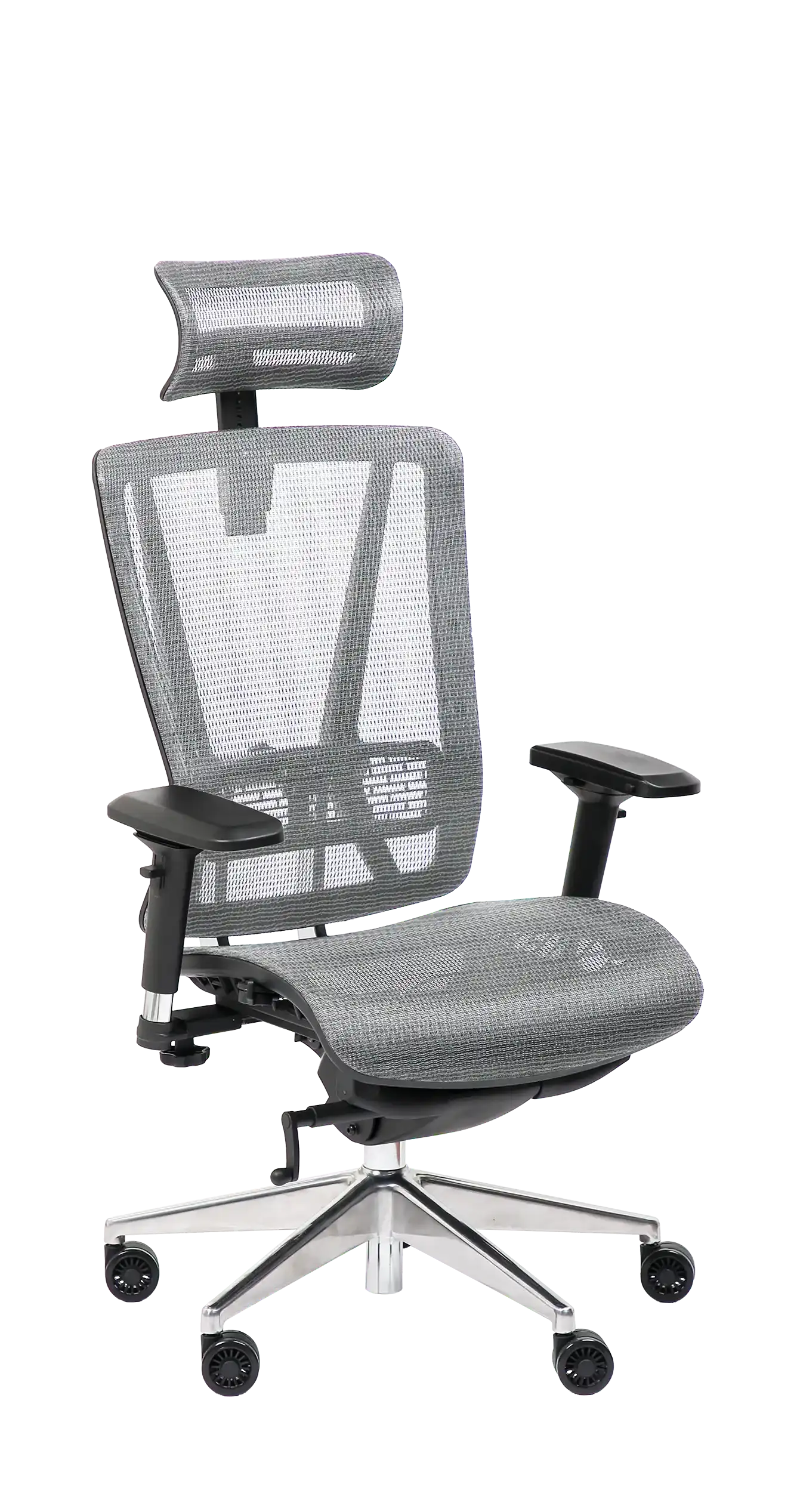 Photo du produit FAUTEUIL VASEAT SYNCHRONE TOUT MAILLE GRIS, ACCOUDOIRS 4D, PIED ALU