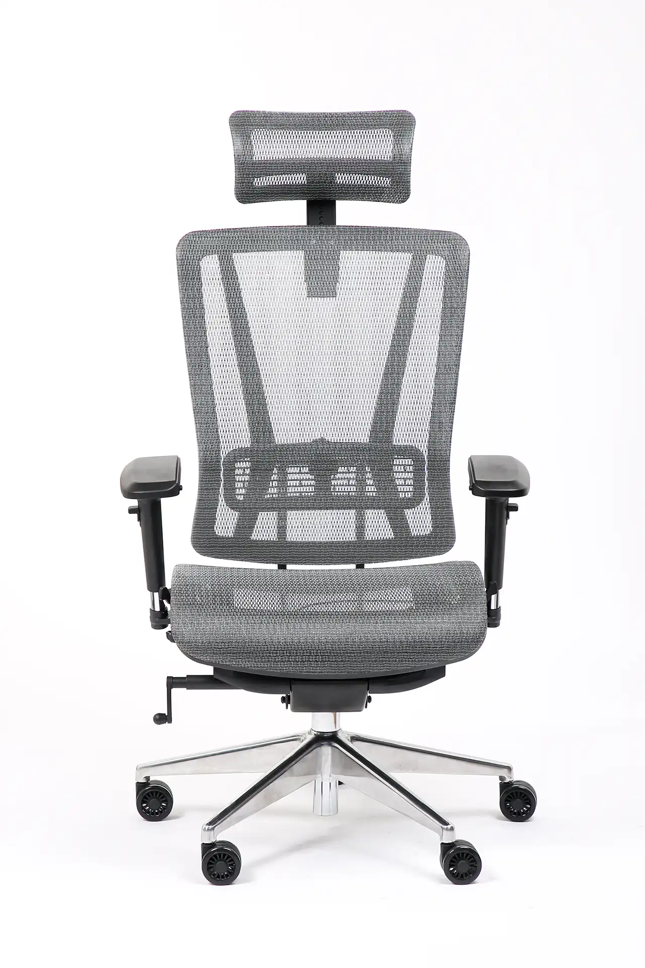 Photo du produit FAUTEUIL VASEAT SYNCHRONE TOUT MAILLE GRIS, ACCOUDOIRS 4D, PIED ALU