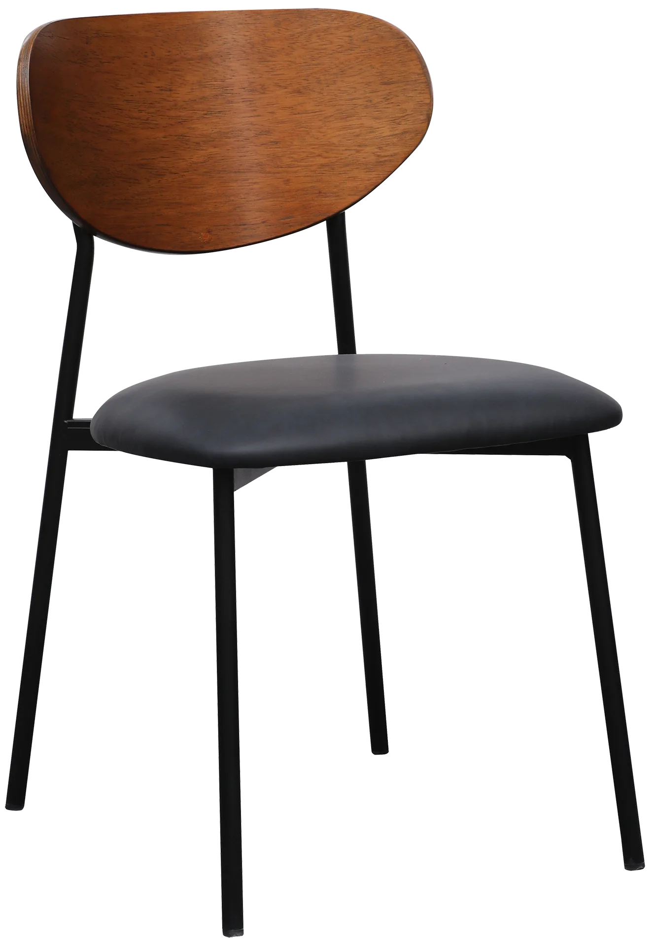 Photo du produit CHAISE AMIO PU NOIR DOSSIER BOIS NOYER